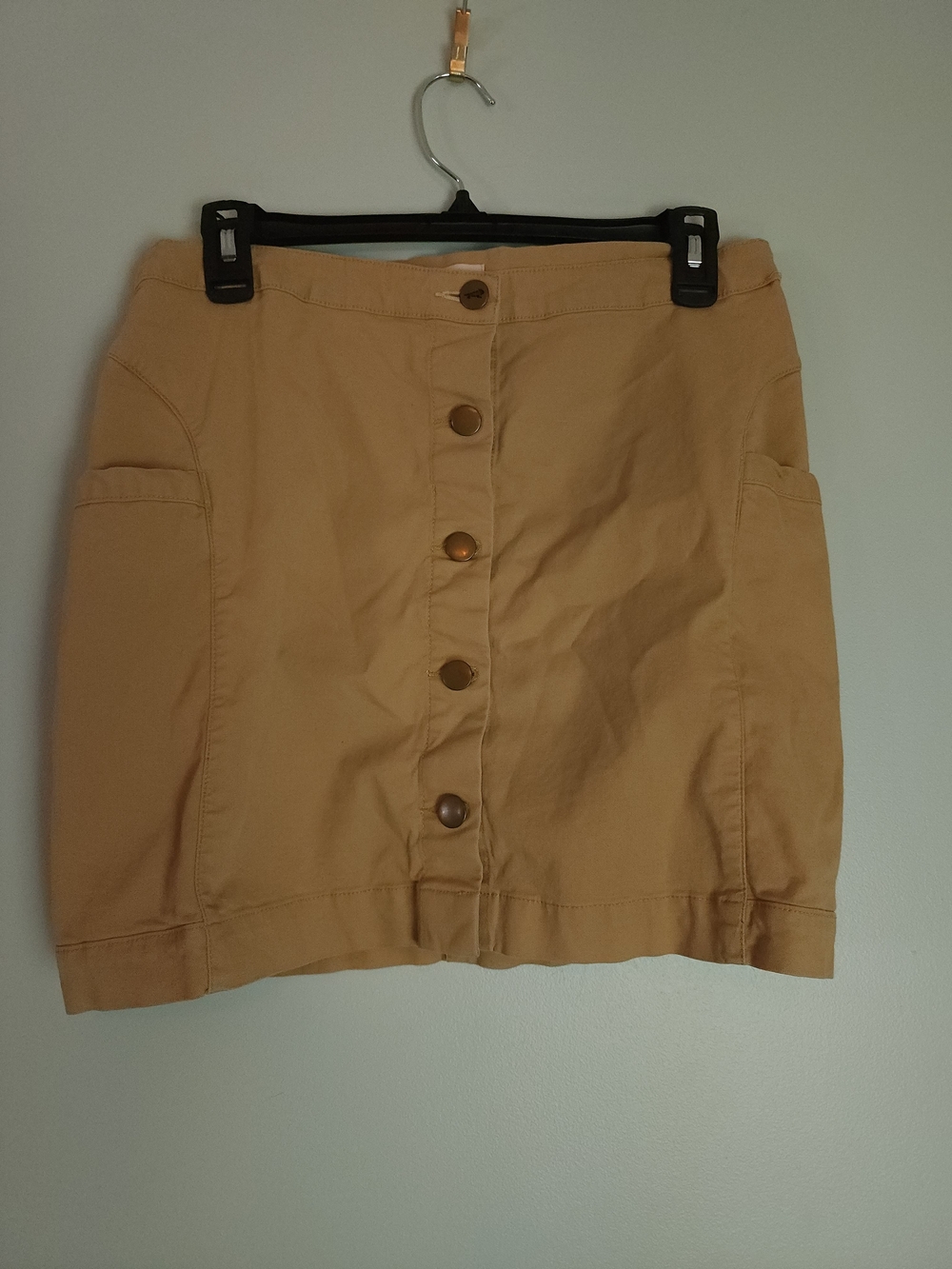 Toad&Co Tan Button-Front Utility Mini Skirt